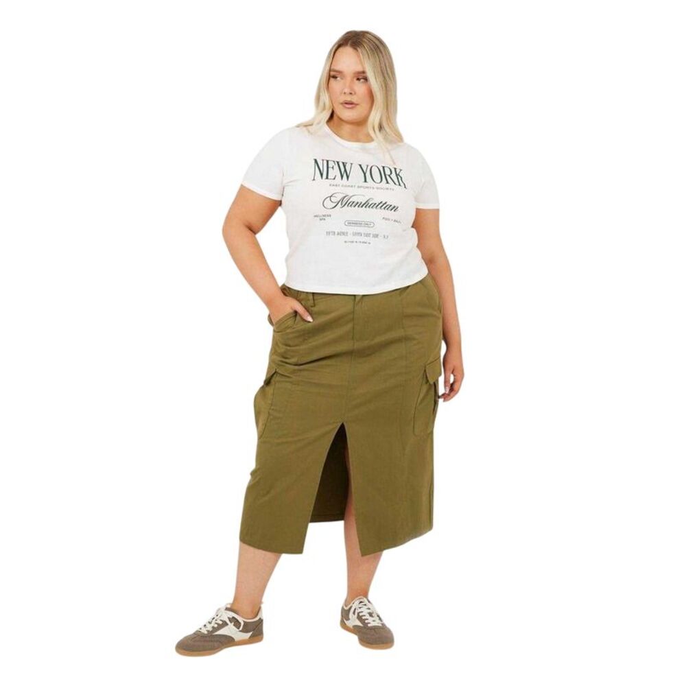 Brave Soul Womens/Ladies Denim Plus Cargo Skirt / Khaki Green - Picture 3 of 4